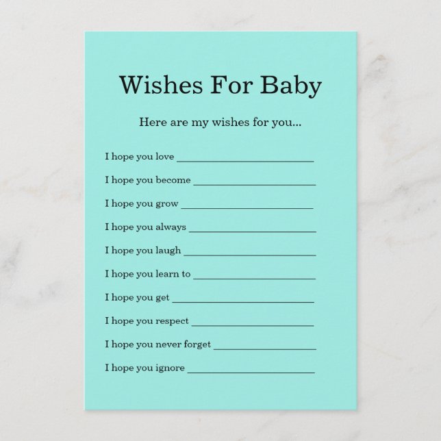 Turquoise Baby & Co. Wishes For Baby Enclosure Card (Front)