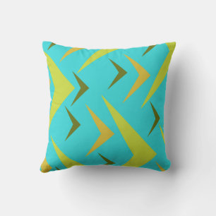Turquoise background with arrows grey and yellow cushion