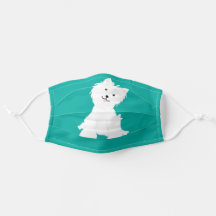 Turquoise Background with White Dog
