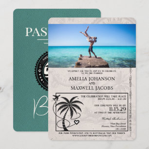 Turquoise Bahamas Passport Wedding Invitation