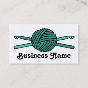 Turquoise Ball of Yarn & Crochet Hooks Business Card