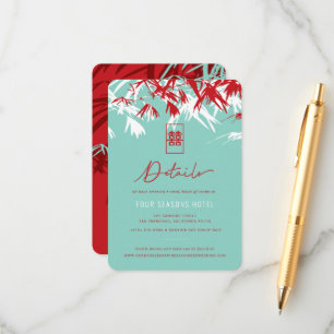Turquoise Bamboo Leaves Chinese Wedding Detailsddd Enclosure Card