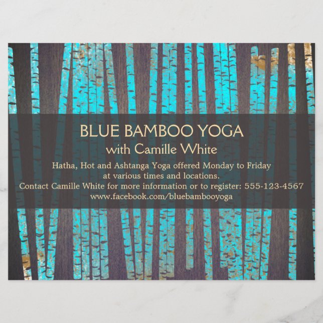 Turquoise Bamboo Yoga  Nature Health Spa Wood Flyer (Front)