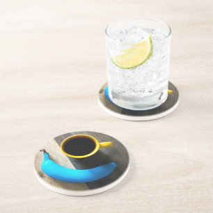 Turquoise Banana and Yellow Coffee Mug – Pop Art Coaster