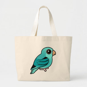 Turquoise Barred Parakeet Large Tote Bag