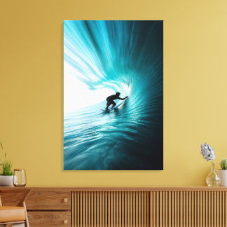 Turquoise Barrel Wave | Minimalist Surf Canvas Print