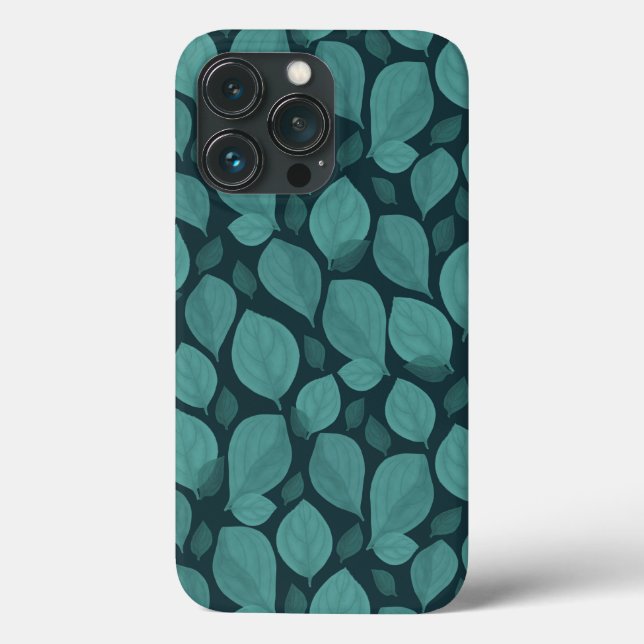 Turquoise Basil Leaves Herb Plant Pattern  Case-Mate iPhone Case (Back)