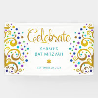 Turquoise Bat Mitzvah Gold Foil Script Tree o Life