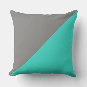 Turquoise & Battleship grey Solid Colour Backgroun Cushion