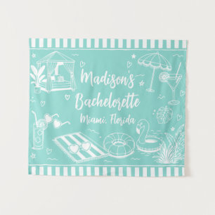 Turquoise Beach Bachelorette Party Personalised Tapestry