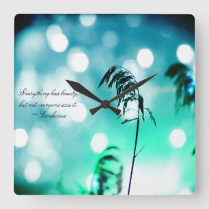 Turquoise Beach Grass Sparkle Wall Clock