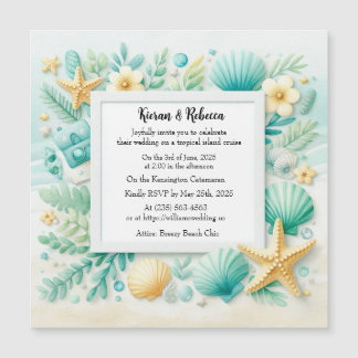 Turquoise Beach Theme Wedding Magnetic Invitation
