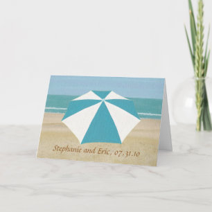 Turquoise Beach Umbrella Wedding invitation Cards