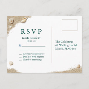 Turquoise Beach Waves Bat Mitzvah RSVP Postcard