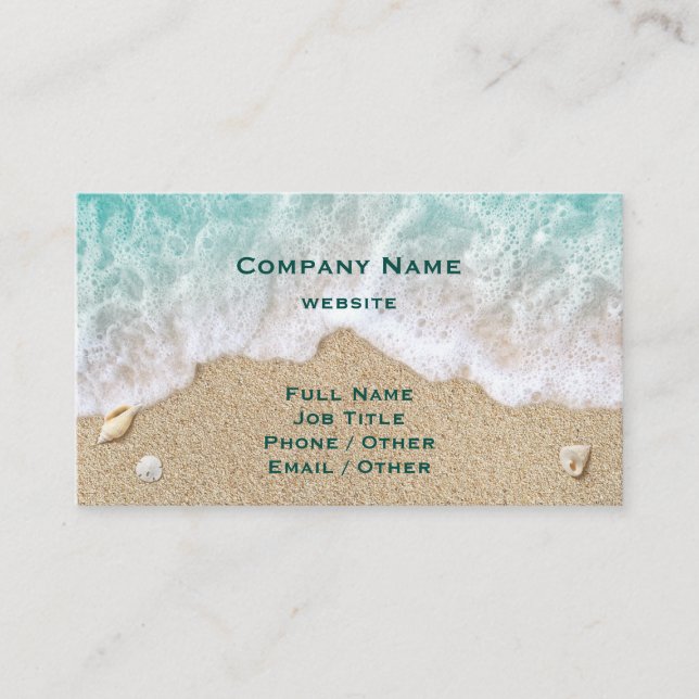 Turquoise Beach Waves & Sand Business Card (Front)