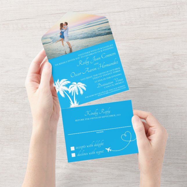 Turquoise Beach Wedding All In One Invitation (Tearaway)