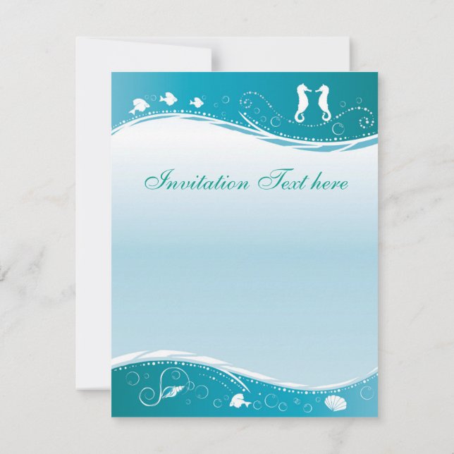 Turquoise Beach Wedding Invitation (Back)
