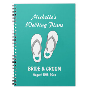 Turquoise beach wedding planner organiser notebook