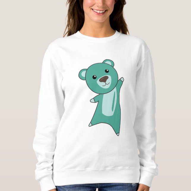 Turquoise Bear Colourful Bears Cute Animals Teddy Sweatshirt (Front)