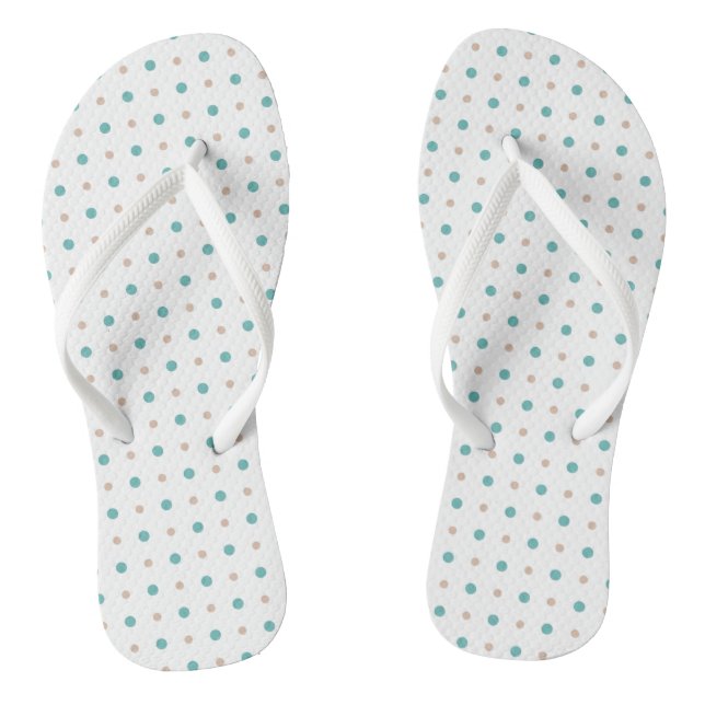 Turquoise, beige and white dots flip flops (Footbed)