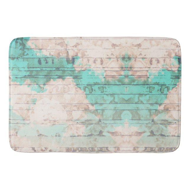 Turquoise Beige Bath Mat (Front)