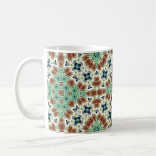 Turquoise beige colourful kaleidoscope ornament  coffee mug