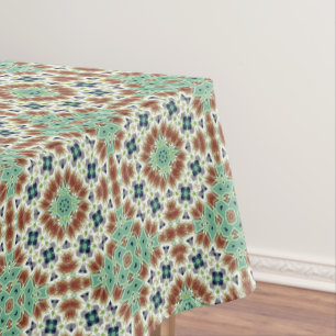 Turquoise beige colourful kaleidoscope ornament tablecloth