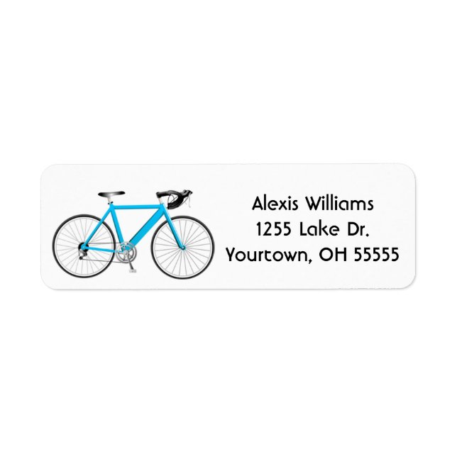 turquoise bicycle on white label (Front)