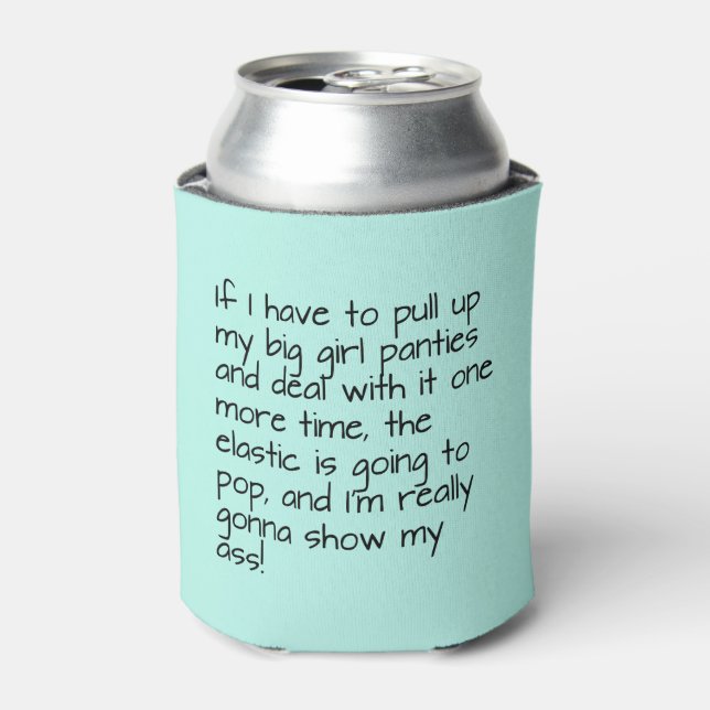Turquoise Big Girl Panties Saying Name Personalise Can Cooler (Can Front)