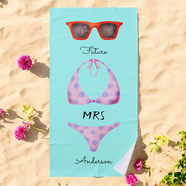 Turquoise Bikini Sunglasses Future Mrs Beach Towel (Creator Uploaded)