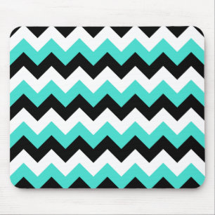 Turquoise Black and White Chevron Mouse Mat