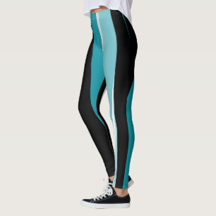 Turquoise black and white leggings