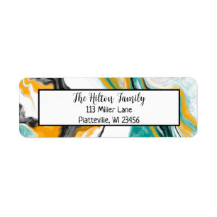 Turquoise, Black and White Marble Fluid Art