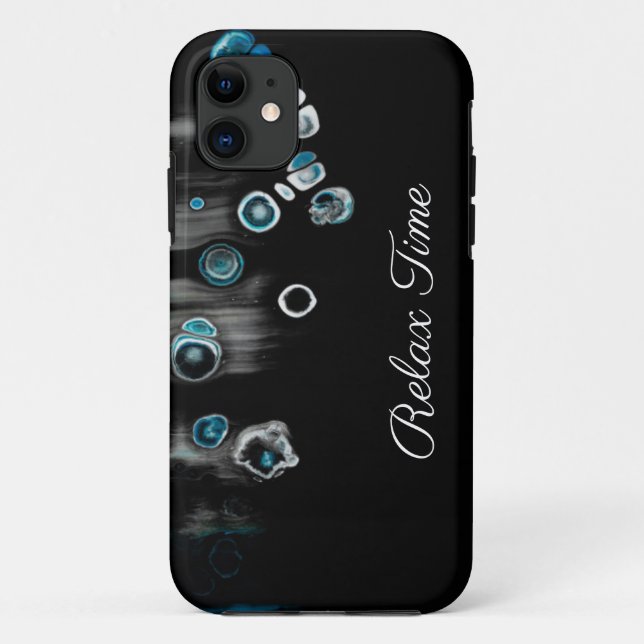Turquoise- black as stones monogram iphone cases (Back)
