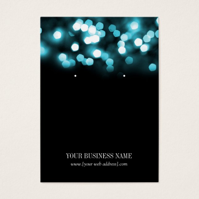 Turquoise Black Bokeh Lights Custom Earring Card (Front)