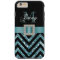 TURQUOISE BLACK CHEVRON GLITTER GIRLY