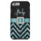 TURQUOISE BLACK CHEVRON GLITTER GIRLY