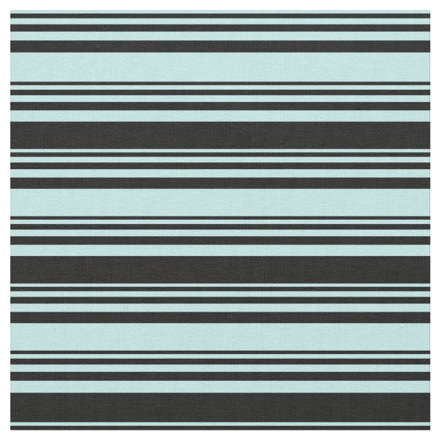 Turquoise & Black Coloured Stripes Pattern Fabric (Close Up)