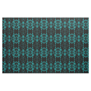 turquoise black Fabric, colourful house textile Fabric