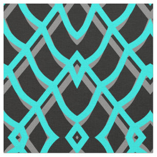 Turquoise, Black & Grey Geometric Fabric