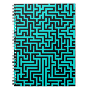 Turquoise Black Maze Lines Notebook
