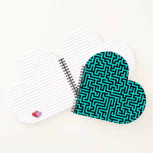 Turquoise Black Maze Lines Notebook