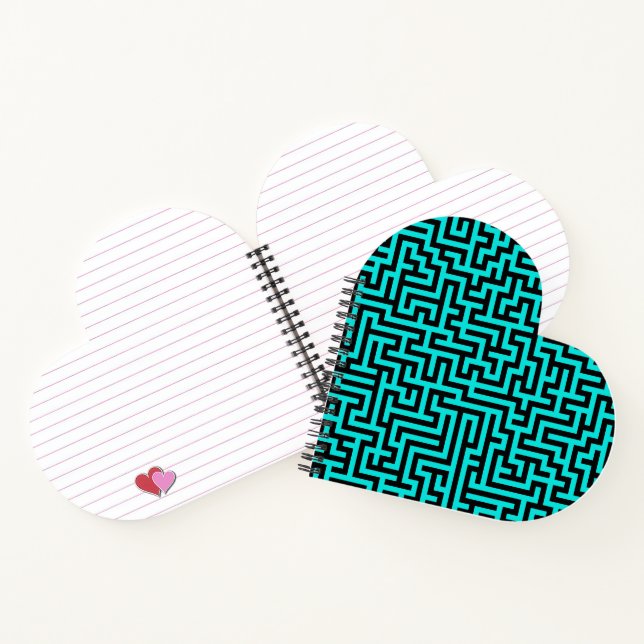 Turquoise Black Maze Lines Notebook (Inside)
