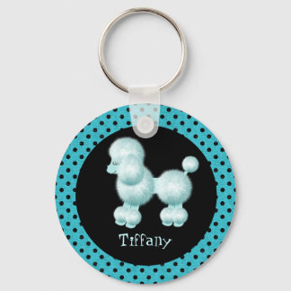 Turquoise & Black Poodle Key Chain