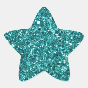 Turquoise Bling, sparkle and glitter Star Sticker