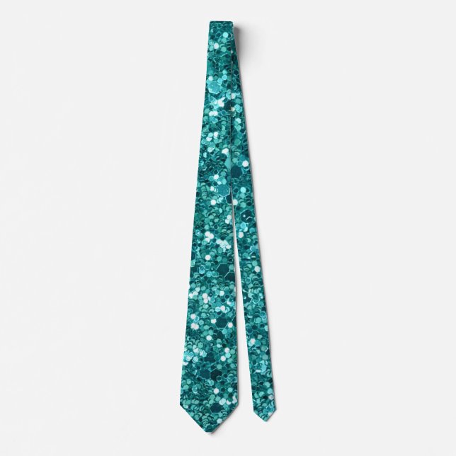 Turquoise Bling, sparkle and glitter Tie (Front)