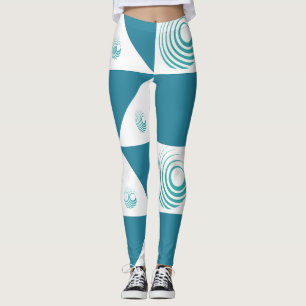 Turquoise Bliss: White Harmony Leggings