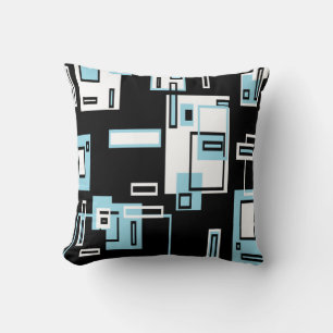 Turquoise Blocks Funky Throw Pillow
