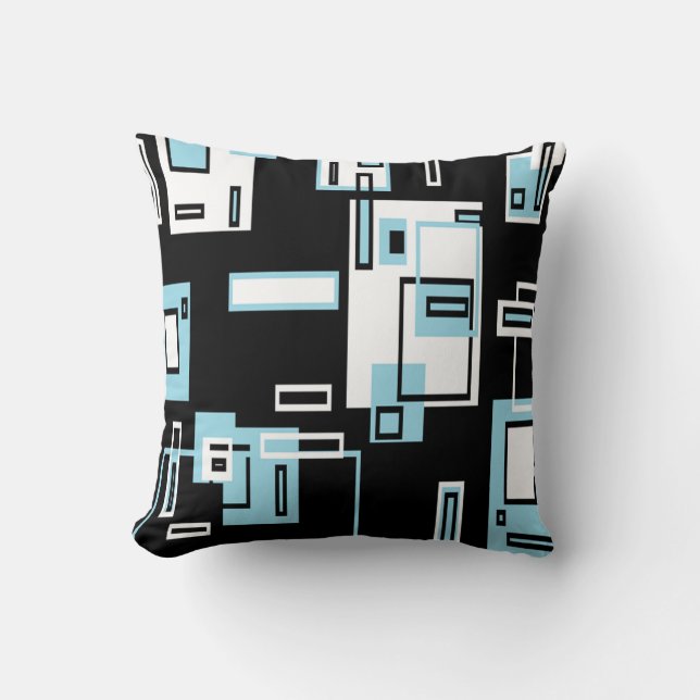 Turquoise Blocks Funky Throw Pillow (Front)