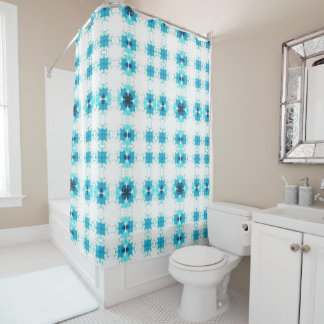 Turquoise Blossom Shower Curtain